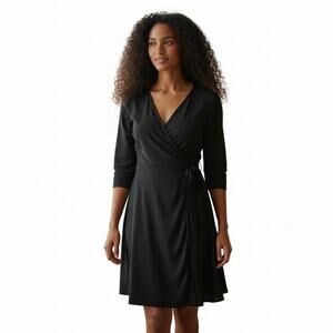 J Crew Wrap Dress Black Womens Size 0
